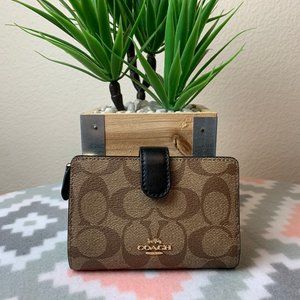 Coach PVC Signature Medium Corner Zip Wallet